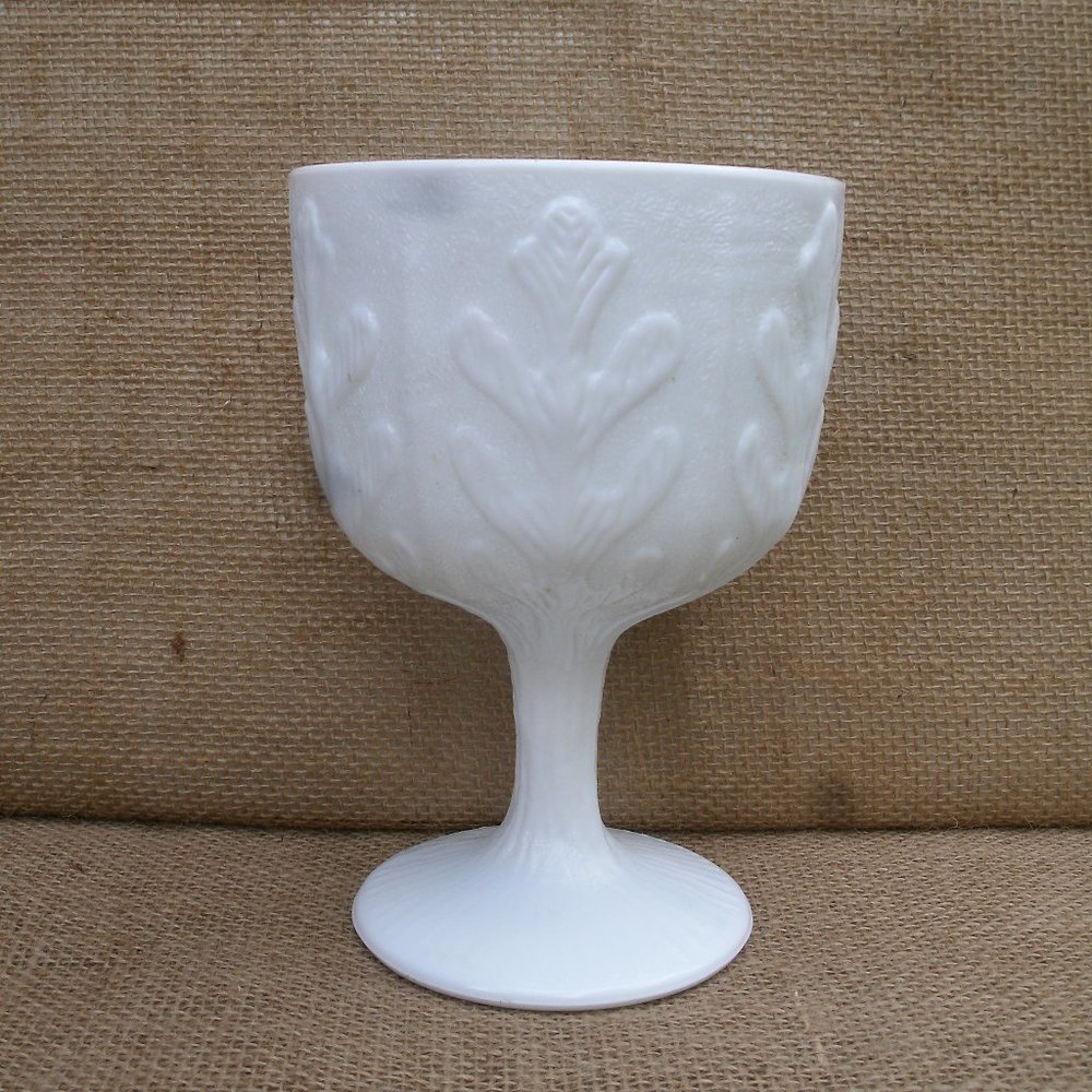 Vintage FTD 1975 Milk Glass Succulent Planter Oak Leaves
